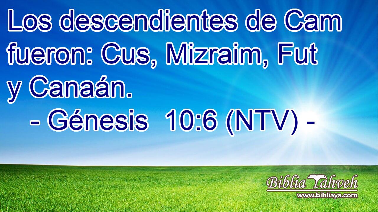 Los descendientes de Cam fueron: Cus, Mizraim, Fut y Canaán.