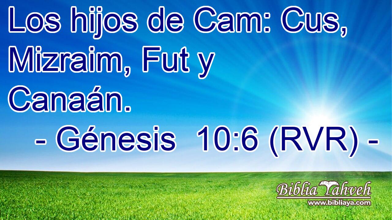 Los hijos de Cam: Cus, Mizraim, Fut y Canaán.