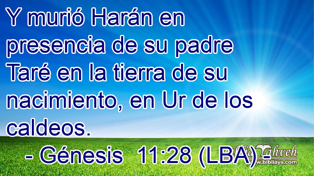 Y murió Harán en presencia de su padre Taré en la tierra de su nacimiento, en Ur de los caldeos.