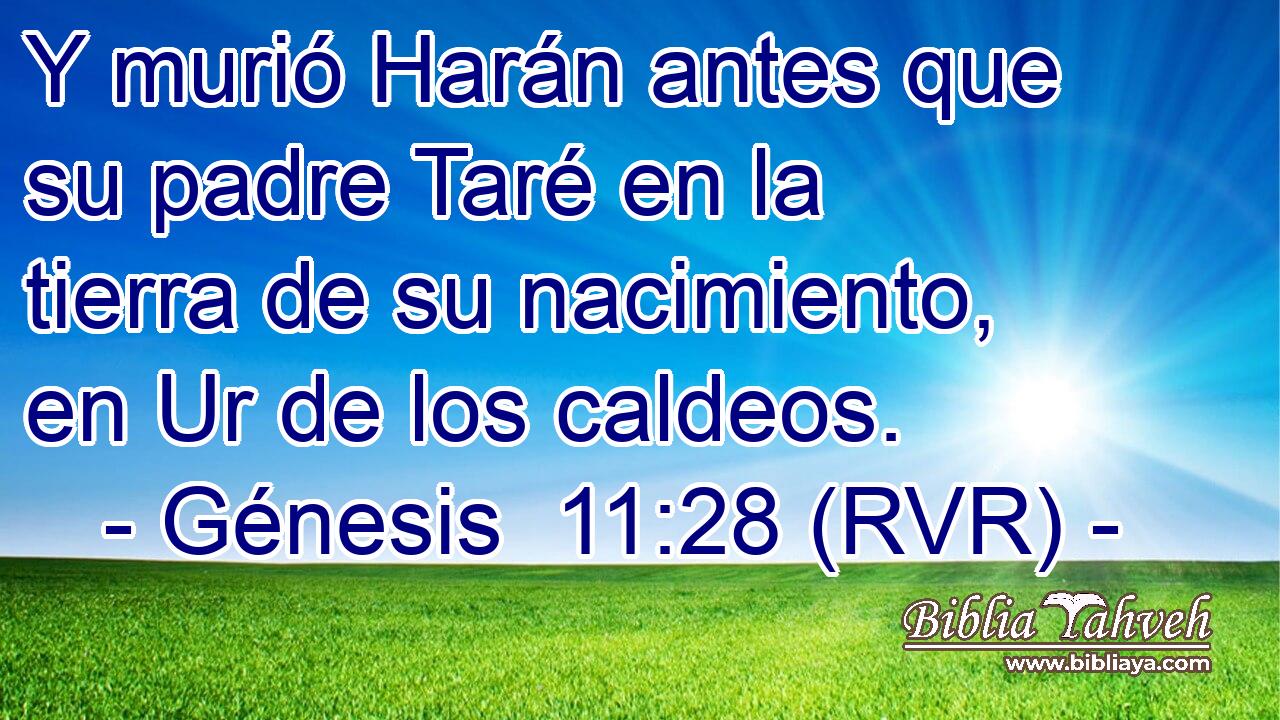 Y murió Harán antes que su padre Taré en la tierra de su nacimiento, en Ur de los caldeos.