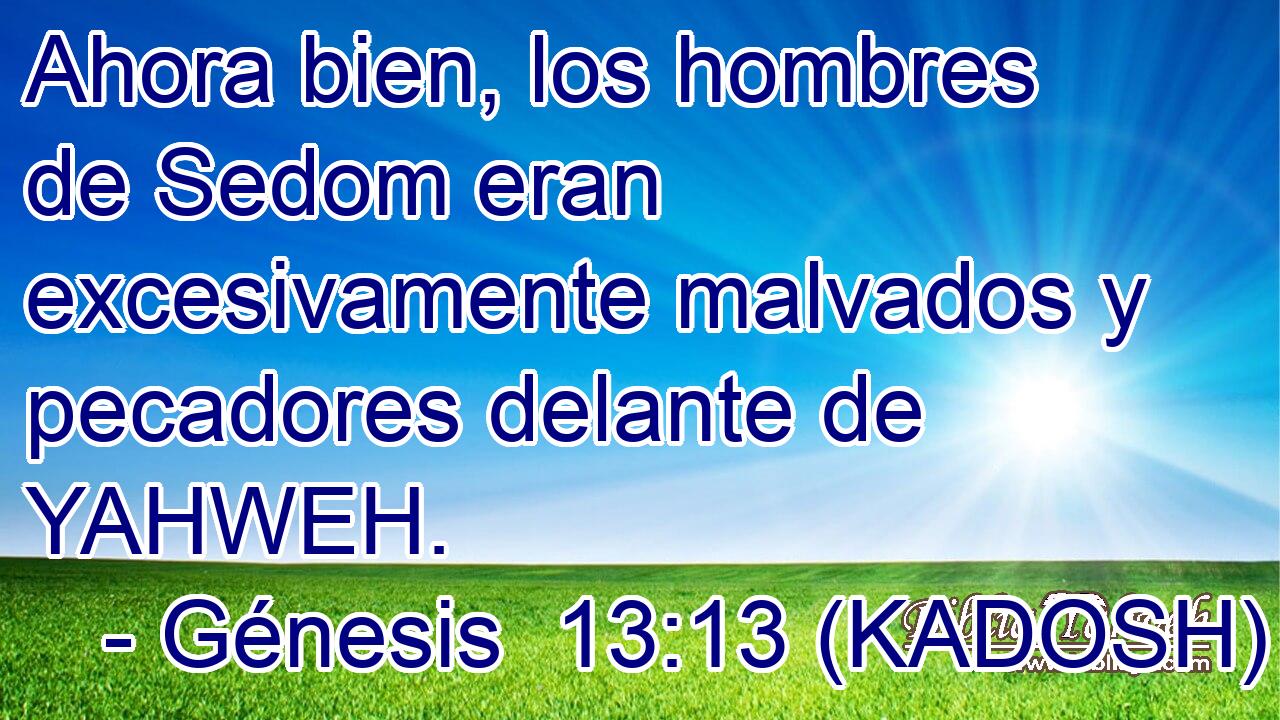  Ahora bien, los hombres de Sedom eran excesivamente malvados y pecadores delante de YAHWEH. 