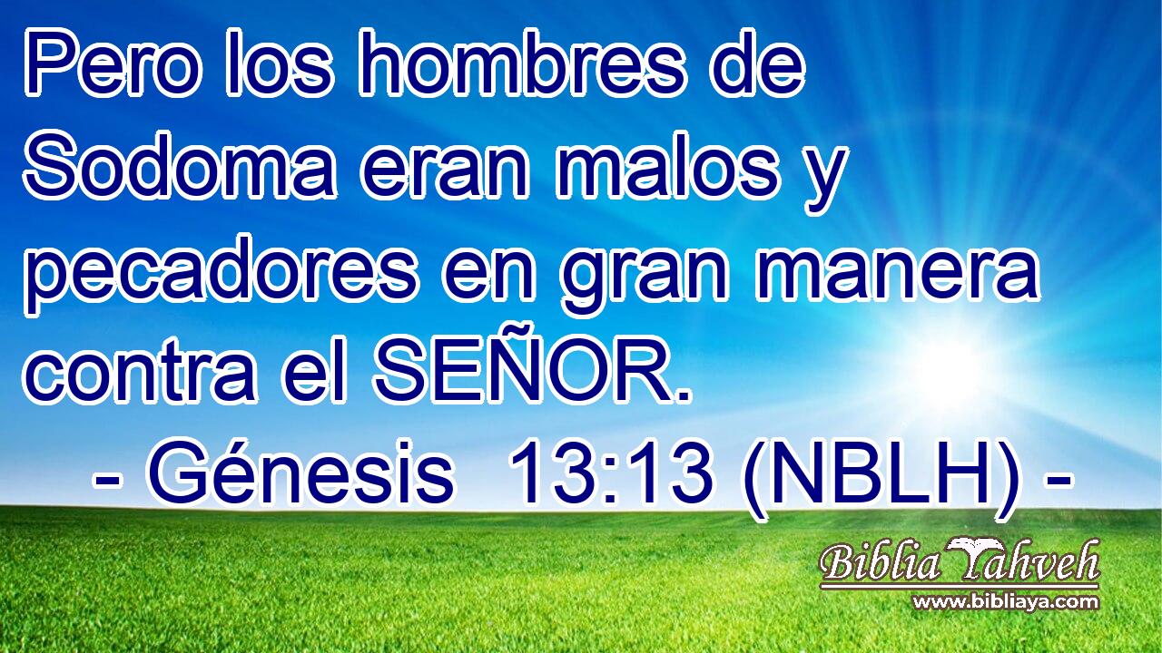  Pero los hombres de Sodoma eran malos y pecadores en gran manera contra el SEÑOR. 