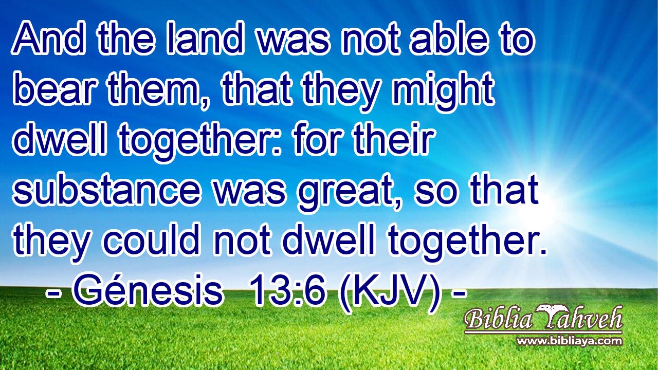 And the land was not able to bear them, that they might dwell together: for their substance was great, so that they could not dwell together.