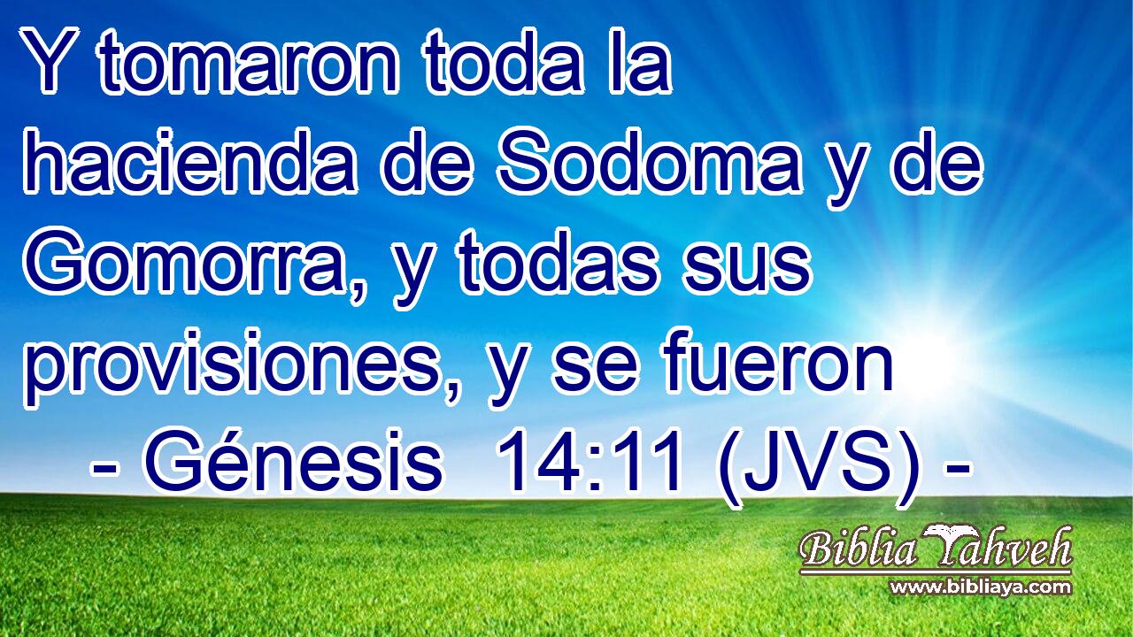 Y tomaron toda la hacienda de Sodoma y de Gomorra, y todas sus provisiones, y se fueron