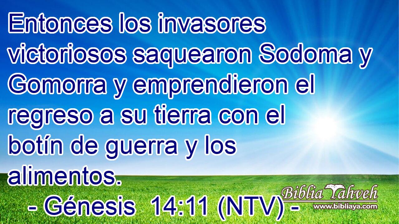 Entonces los invasores victoriosos saquearon Sodoma y Gomorra y emprendieron el regreso a su tierra con el botín de guerra y los alimentos.