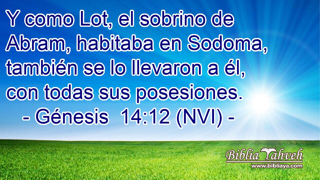  Y como Lot, el sobrino de Abram, habitaba en Sodoma, también se lo llevaron a él, con todas sus posesiones. 