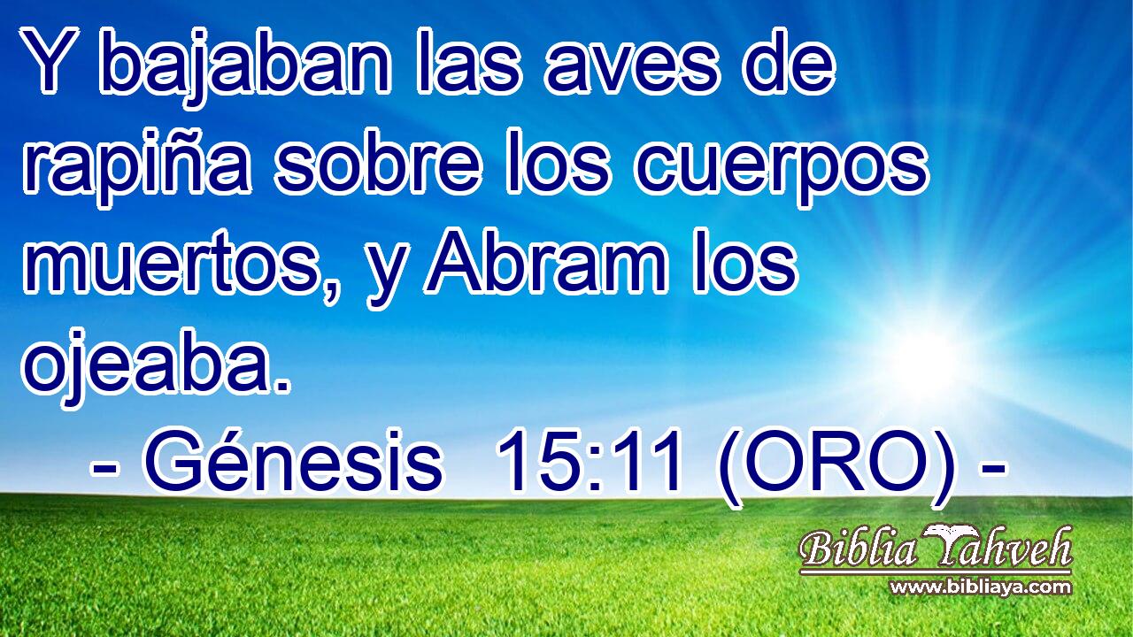  Y bajaban las aves de rapiña sobre los cuerpos muertos, y Abram los ojeaba. 