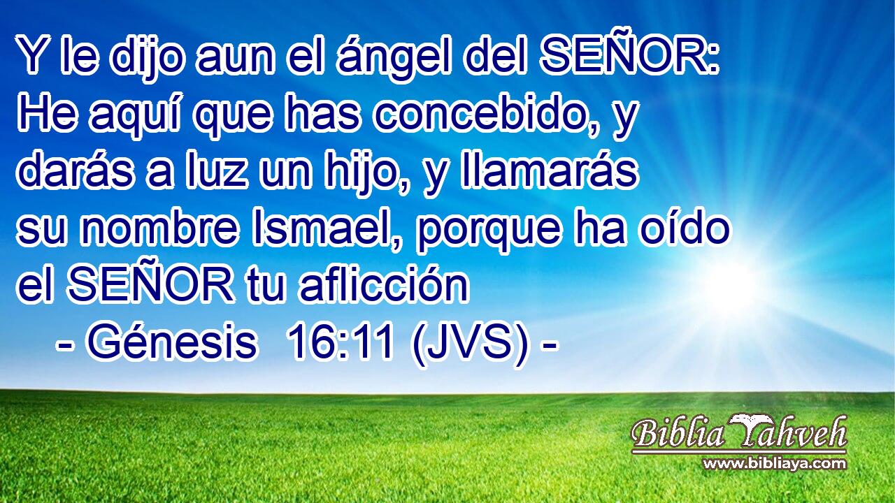 Y le dijo aun el ángel del SEÑOR: He aquí que has concebido, y darás a luz un hijo, y llamarás su nombre Ismael, porque ha oído el SEÑOR tu aflicción