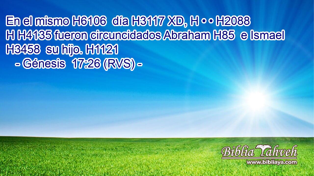 En el mismo H6106  día H3117 XD, H • • H2088 H H4135 fueron circuncidados Abraham H85  e Ismael H3458  su hijo. H1121  
