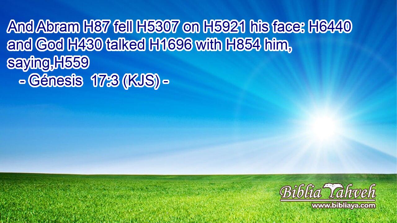 And Abram H87 fell H5307 on H5921 his face: H6440 and God H430 talked H1696 with H854 him, saying,H559