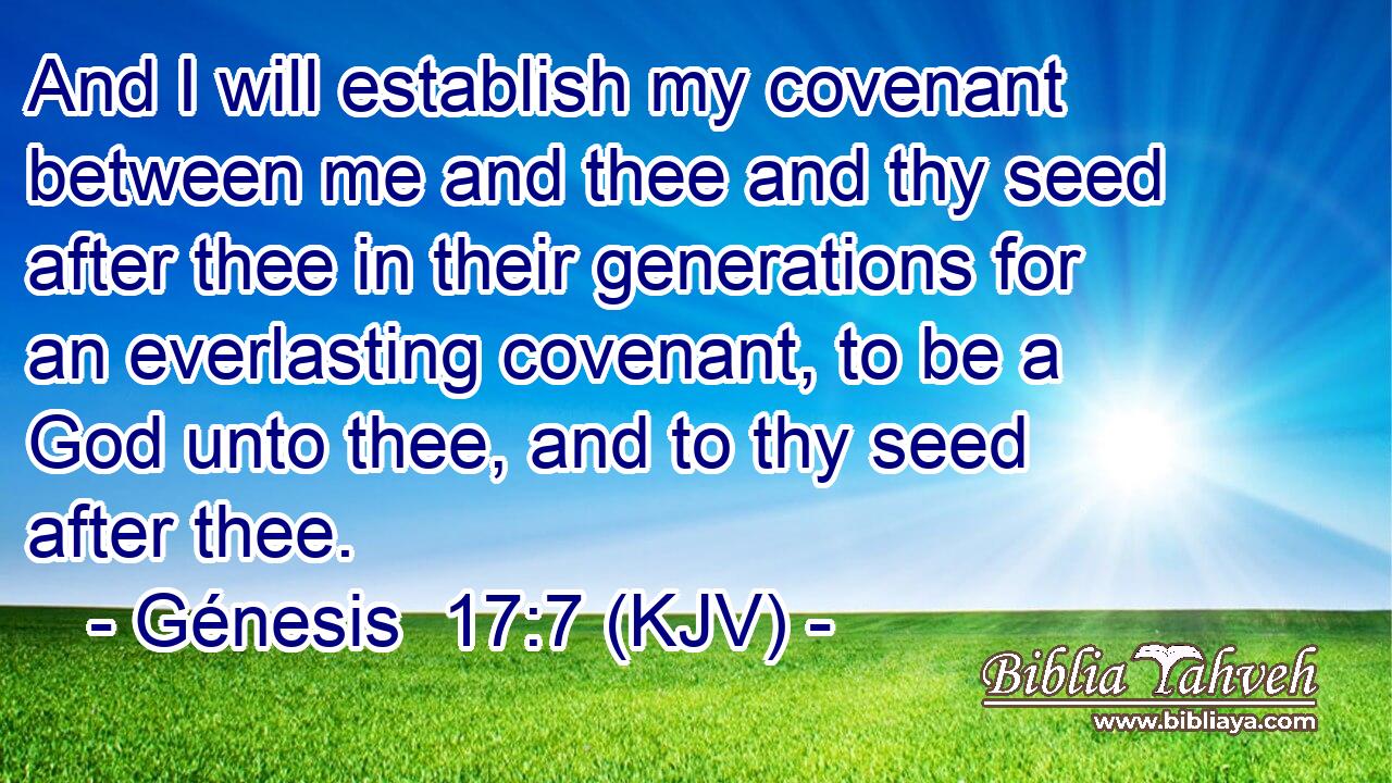 And I will establish my covenant between me and thee and thy seed after thee in their generations for an everlasting covenant, to be a God unto thee, and to thy seed after thee.