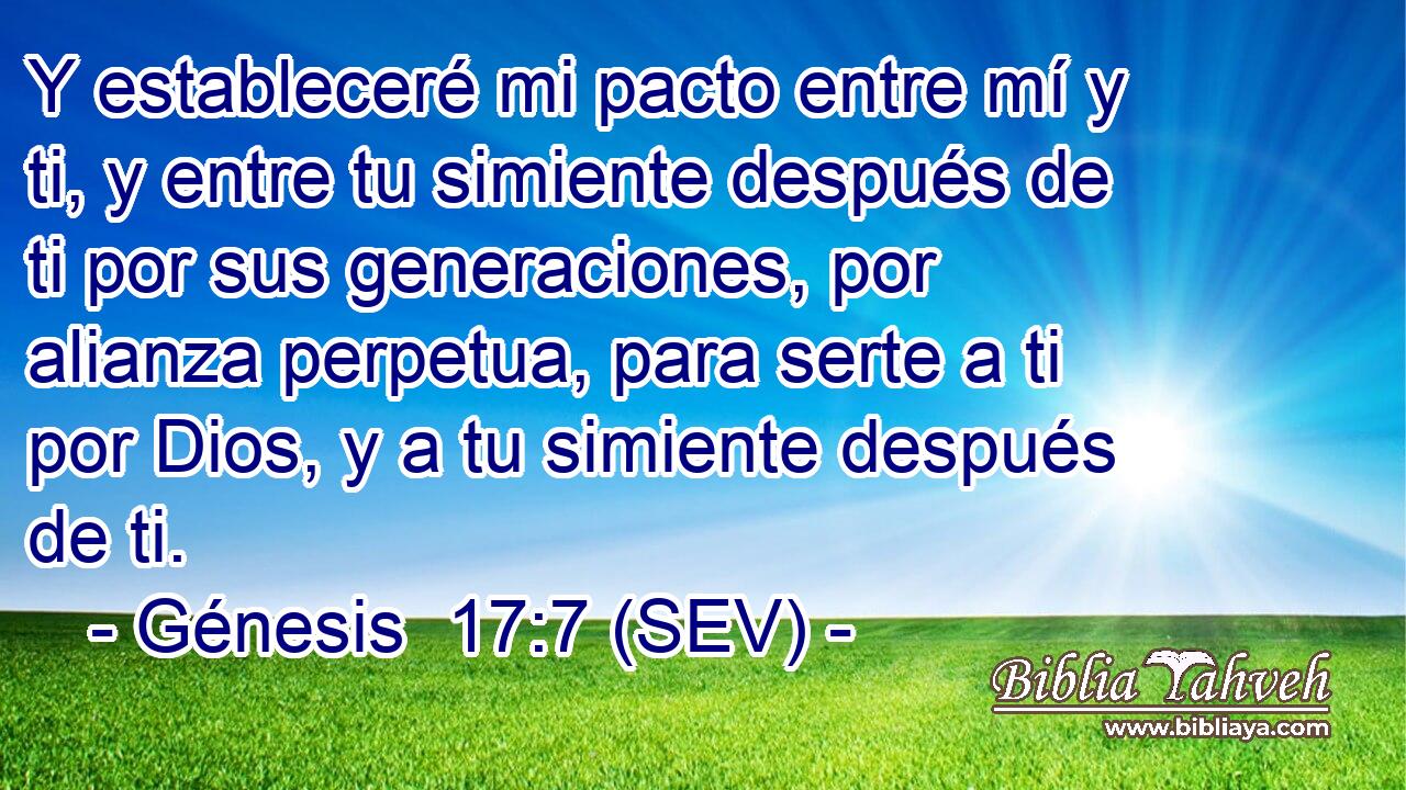 Y estableceré mi pacto entre mí y ti, y entre tu simiente después de ti por sus generaciones, por alianza perpetua, para serte a ti por Dios, y a tu simiente después de ti.