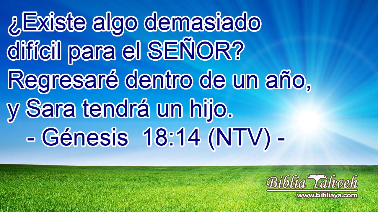 ¿Existe algo demasiado difícil para el SEÑOR? Regresaré dentro de un año, y Sara tendrá un hijo.