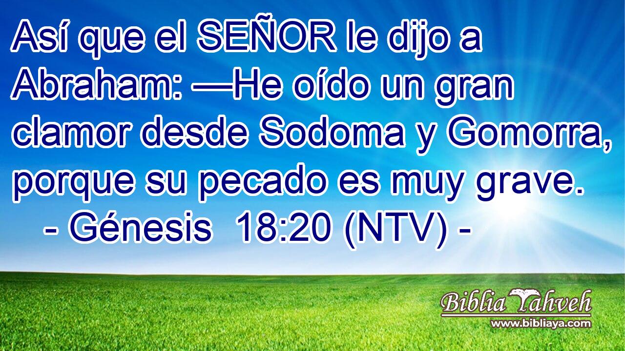 Así que el SEÑOR le dijo a Abraham: —He oído un gran clamor desde Sodoma y Gomorra, porque su pecado es muy grave.