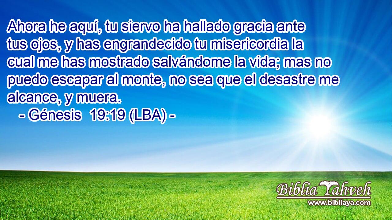 Ahora he aquí, tu siervo ha hallado gracia ante tus ojos, y has engrandecido tu misericordia la cual me has mostrado salvándome la vida; mas no puedo escapar al monte, no sea que el desastre me alcance, y muera.