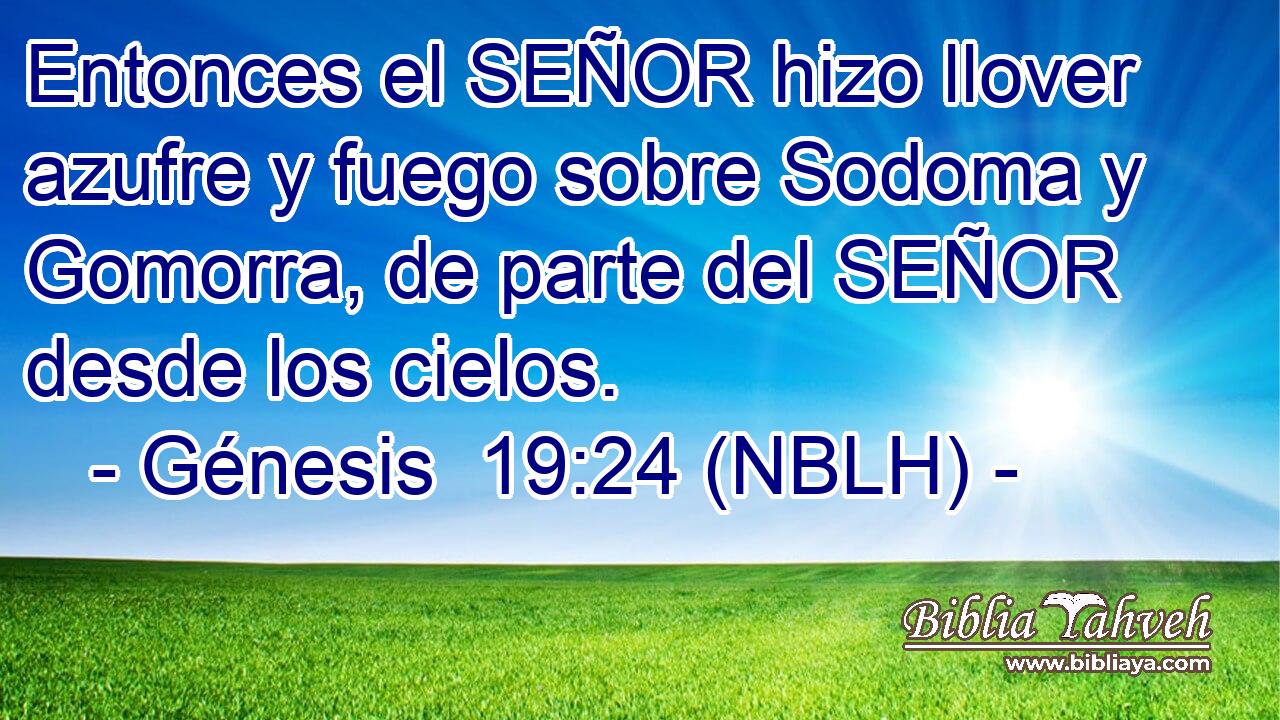  Entonces el SEÑOR hizo llover azufre y fuego sobre Sodoma y Gomorra, de parte del SEÑOR desde los cielos. 