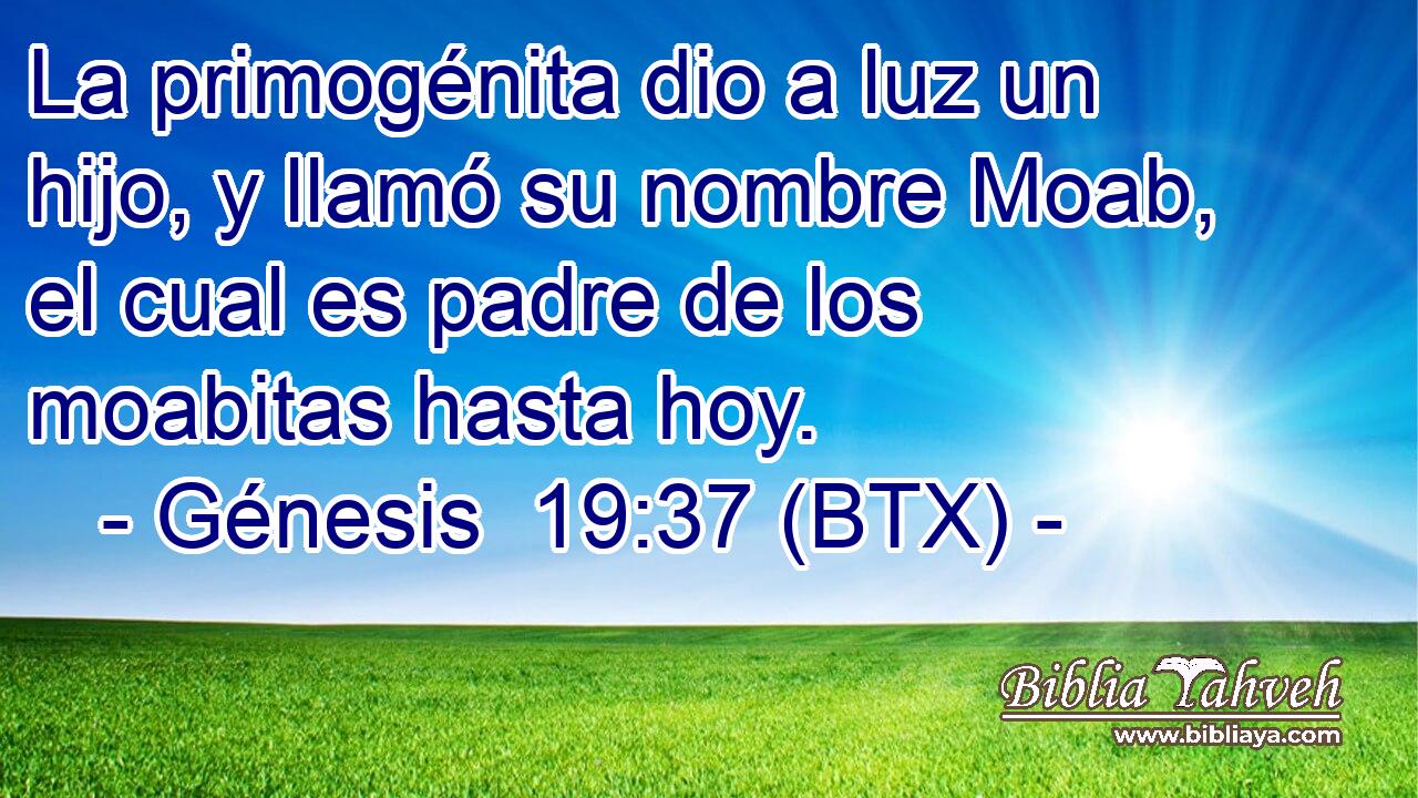 La primogénita dio a luz un hijo, y llamó su nombre Moab, el cual es padre de los moabitas hasta hoy.