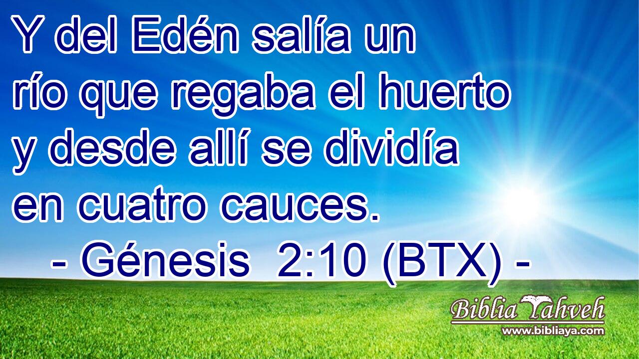 Y del Edén salía un río que regaba el huerto y desde allí se dividía en cuatro cauces.