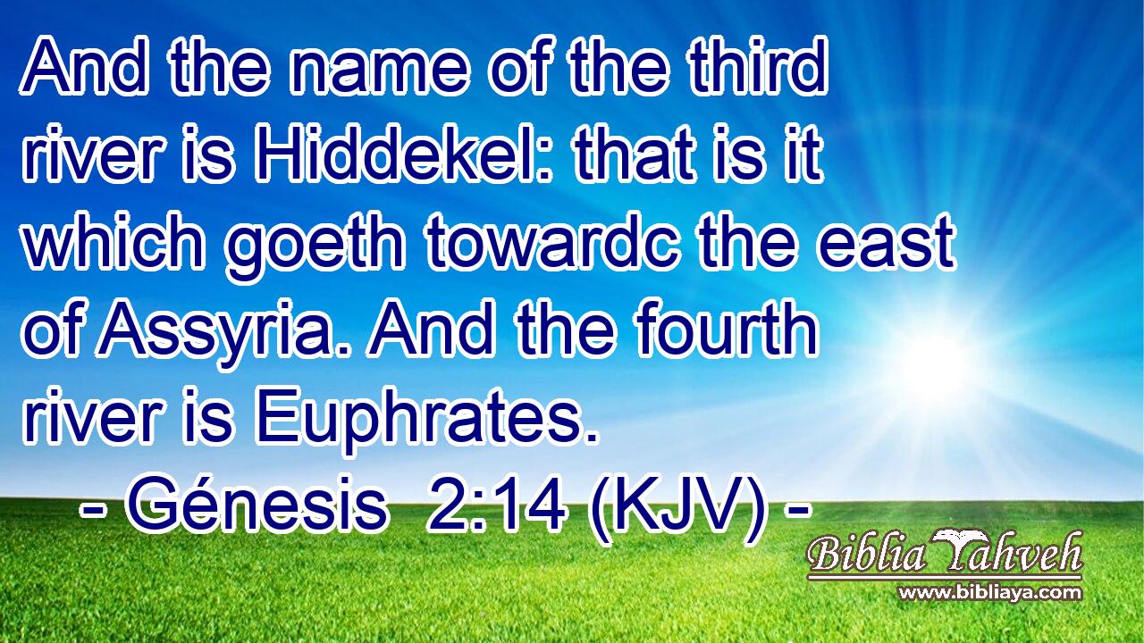 And the name of the third river is Hiddekel: that is it which goeth towardc the east of Assyria. And the fourth river is Euphrates.