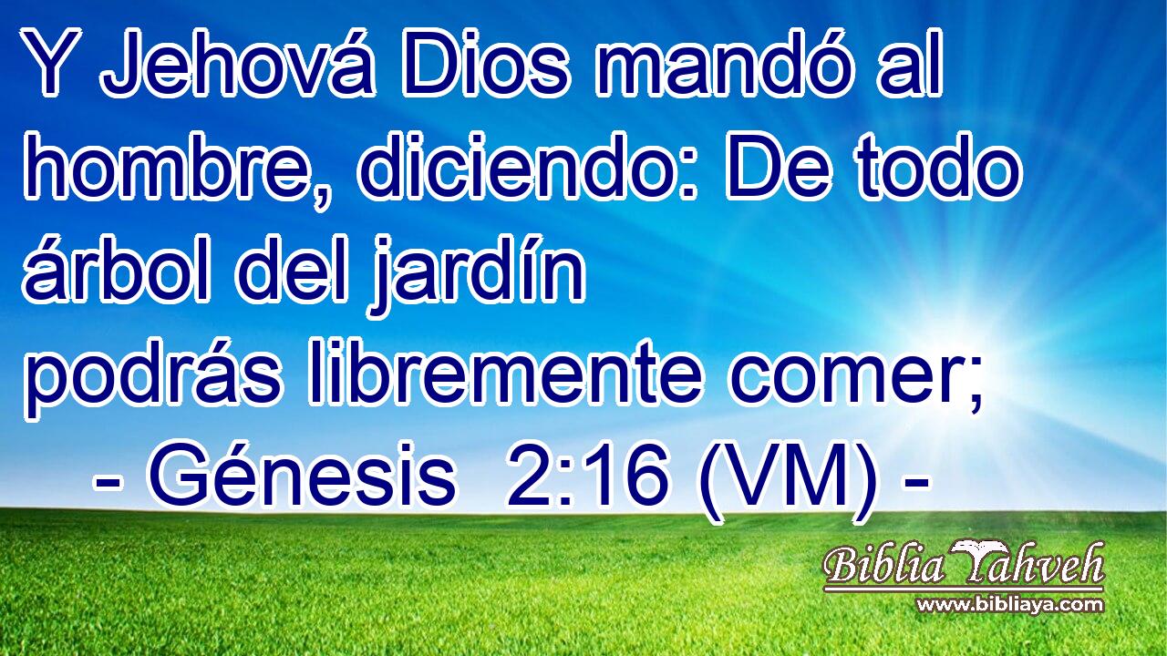  Y Jehová Dios mandó al hombre, diciendo: De todo árbol del jardín podrás libremente comer; 