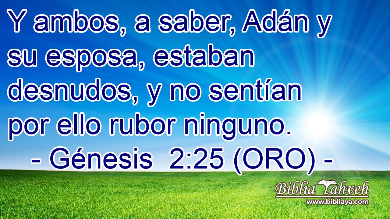  Y ambos, a saber, Adán y su esposa, estaban desnudos, y no sentían por ello rubor ninguno. 