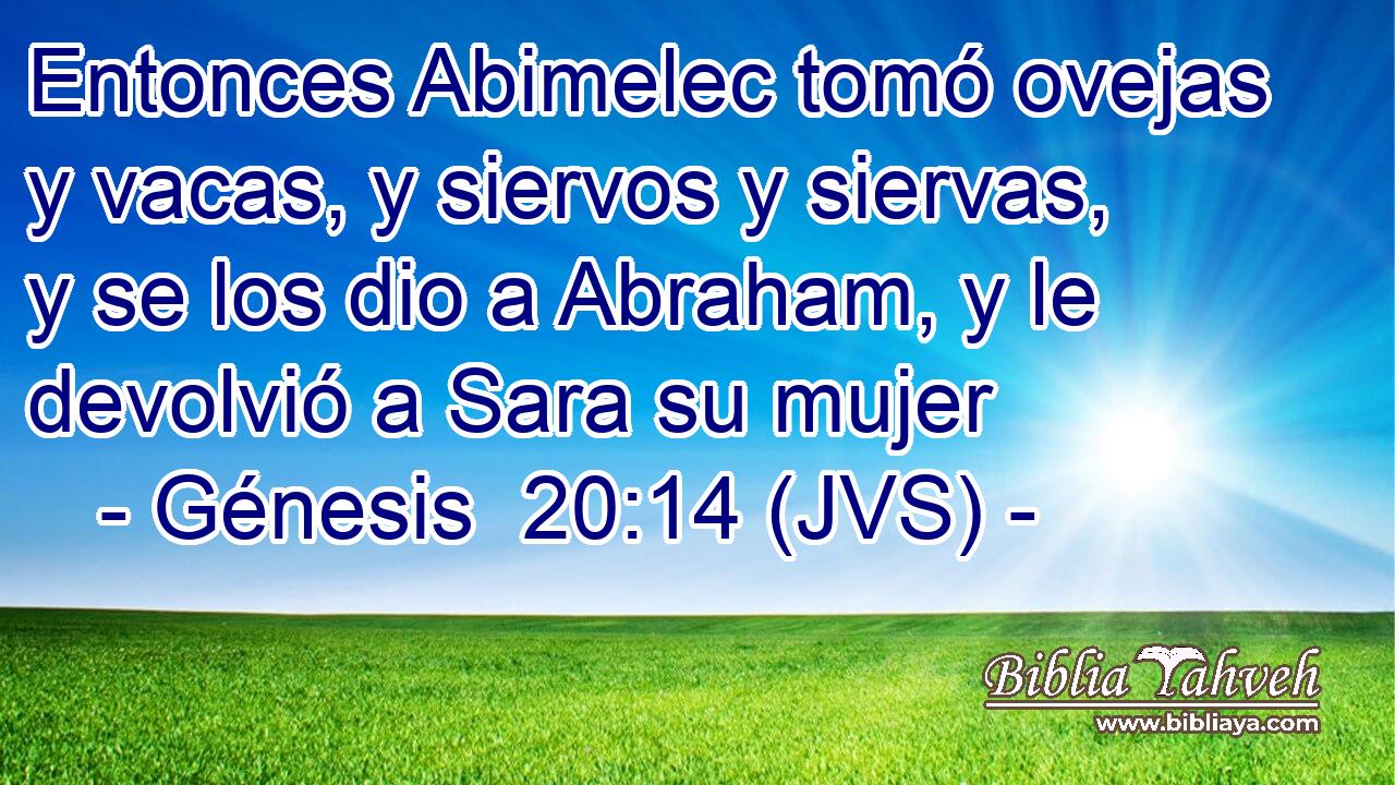 Entonces Abimelec tomó ovejas y vacas, y siervos y siervas, y se los dio a Abraham, y le devolvió a Sara su mujer
