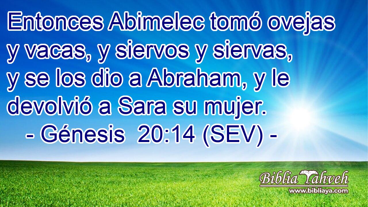 Entonces Abimelec tomó ovejas y vacas, y siervos y siervas, y se los dio a Abraham, y le devolvió a Sara su mujer.