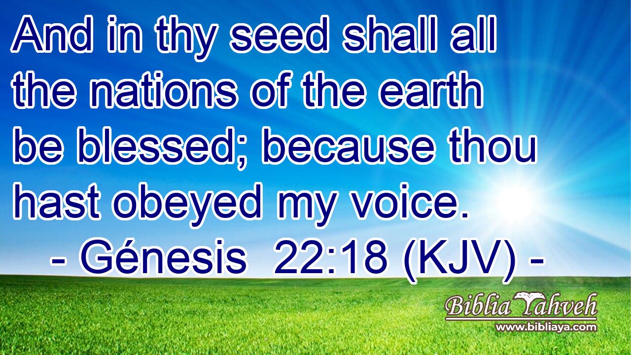 And in thy seed shall all the nations of the earth be blessed; because thou hast obeyed my voice.