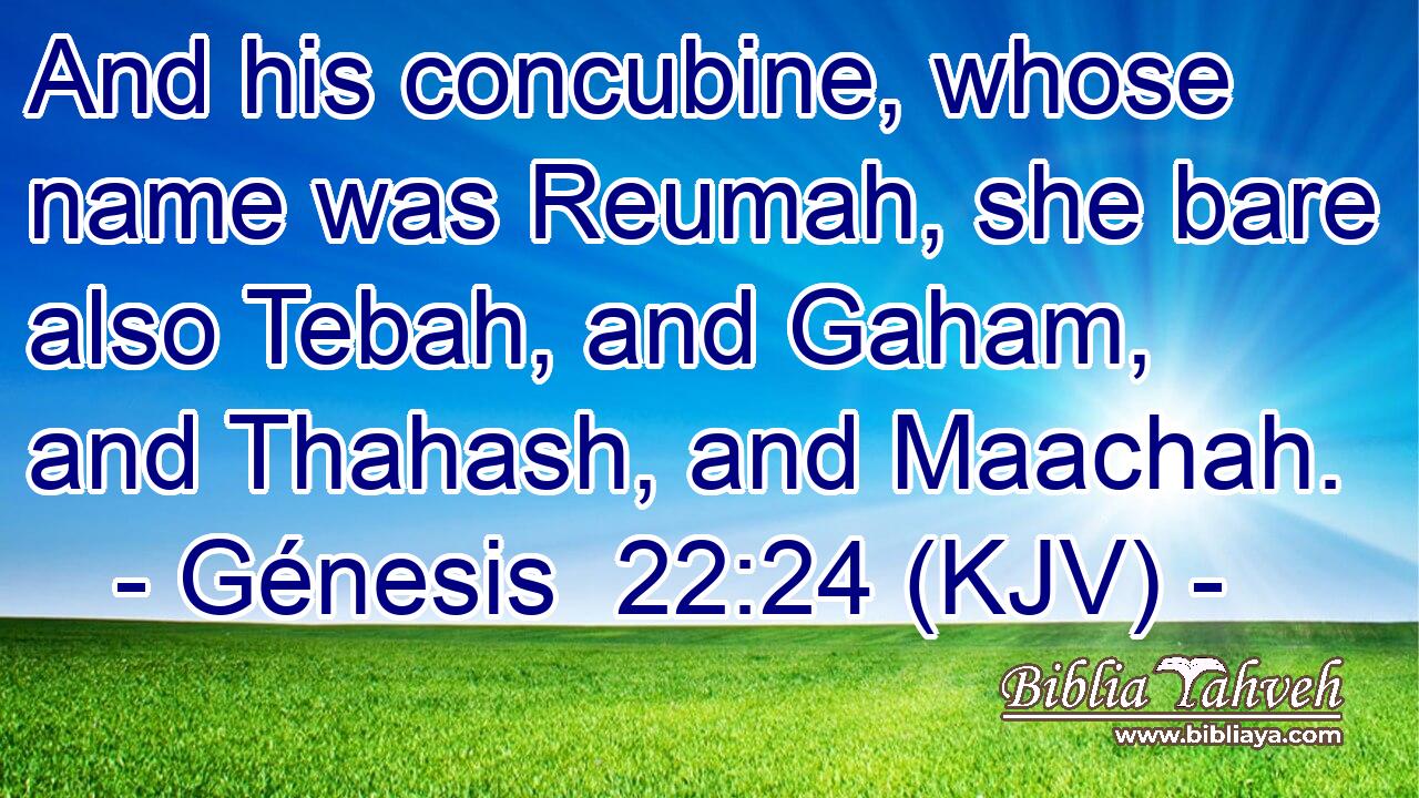 And his concubine, whose name was Reumah, she bare also Tebah, and Gaham, and Thahash, and Maachah.