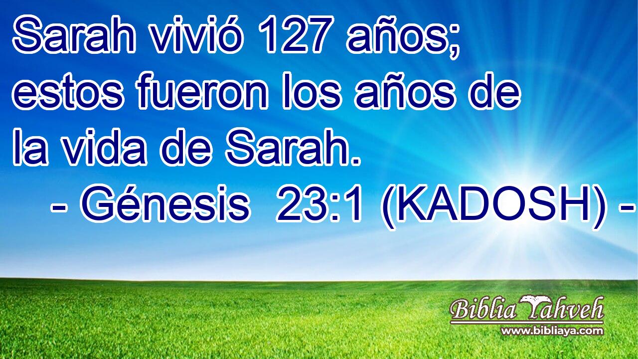  Sarah vivió 127 años; estos fueron los años de la vida de Sarah. 
