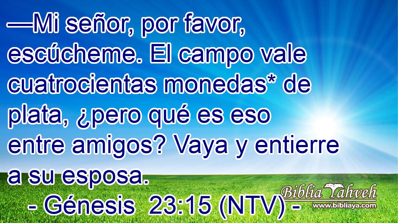 —Mi señor, por favor, escúcheme. El campo vale cuatrocientas monedas* de plata, ¿pero qué es eso entre amigos? Vaya y entierre a su esposa.