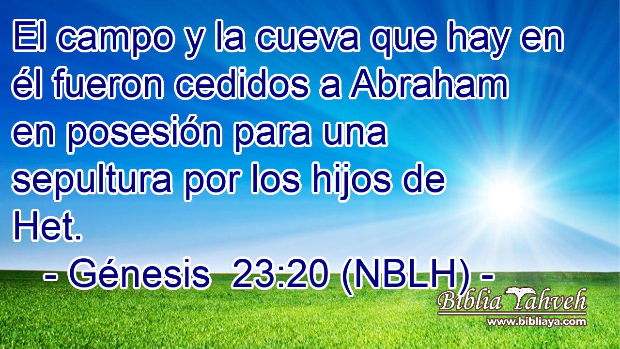  El campo y la cueva que hay en él fueron cedidos a Abraham en posesión para una sepultura por los hijos de Het. 