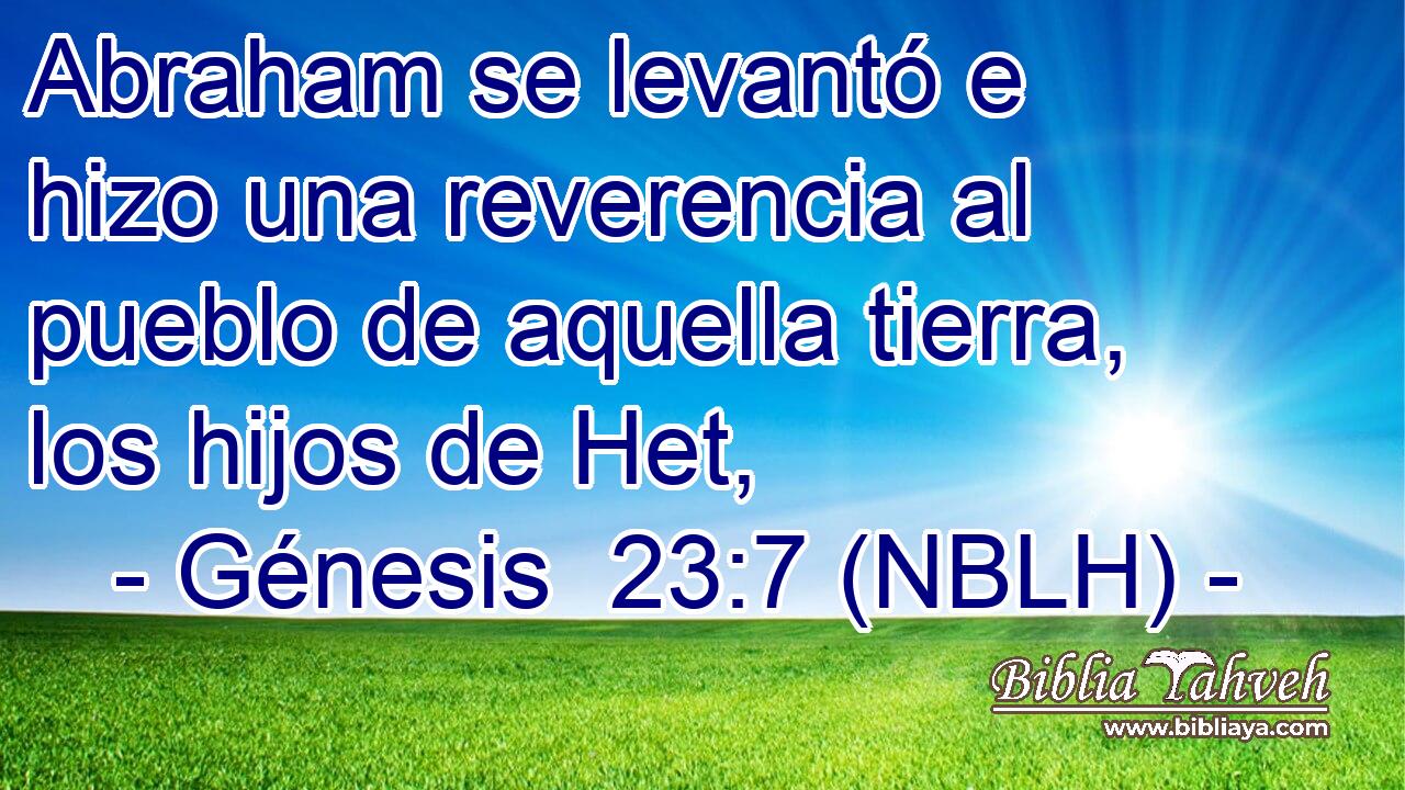  Abraham se levantó e hizo una reverencia al pueblo de aquella tierra, los hijos de Het, 