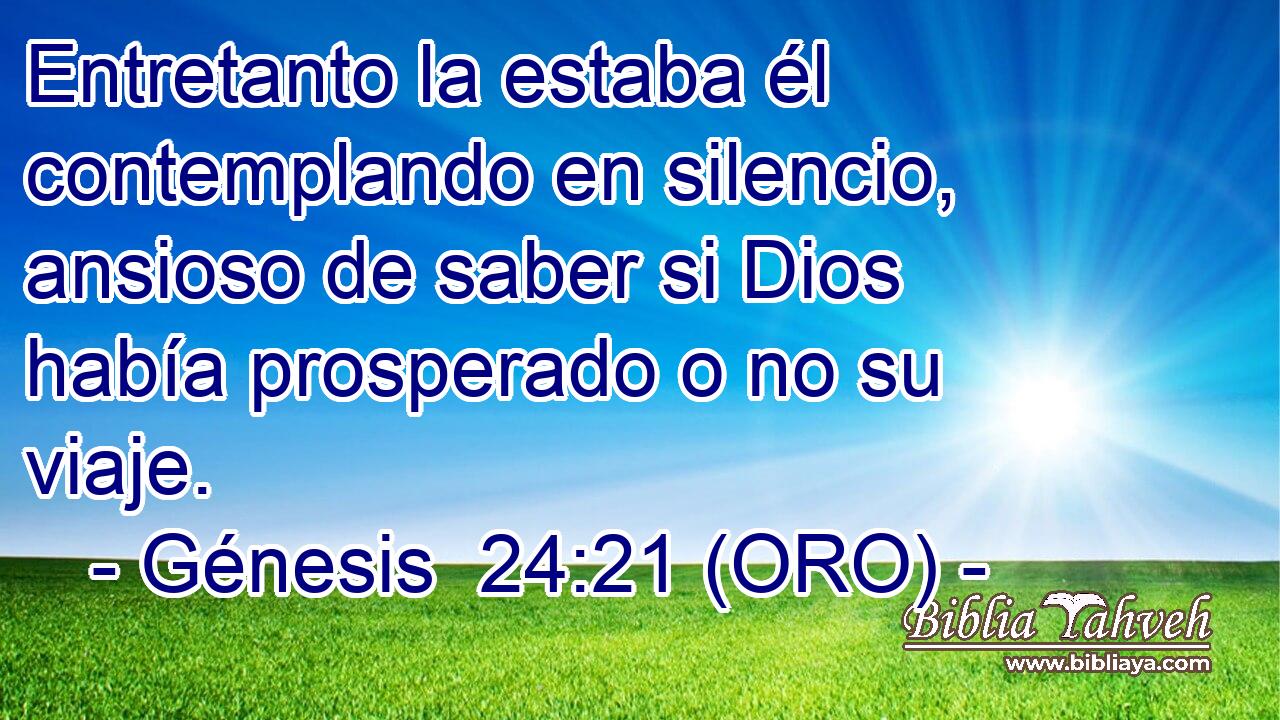  Entretanto la estaba él contemplando en silencio, ansioso de saber si Dios había prosperado o no su viaje. 