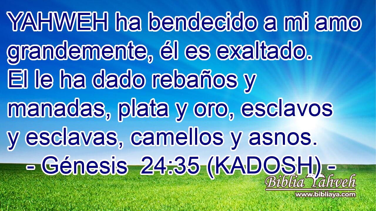  YAHWEH ha bendecido a mi amo grandemente, él es exaltado. El le ha dado rebaños y manadas, plata y oro, esclavos y esclavas, camellos y asnos. 