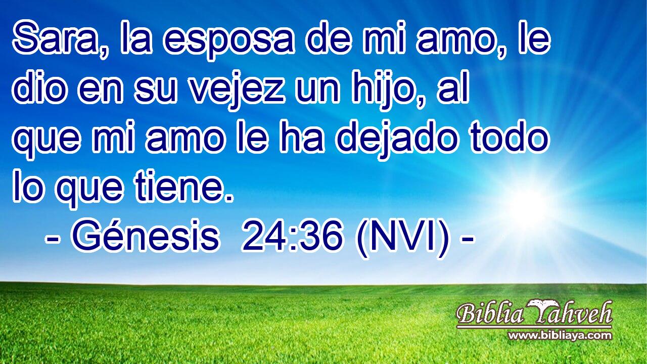  Sara, la esposa de mi amo, le dio en su vejez un hijo, al que mi amo le ha dejado todo lo que tiene. 