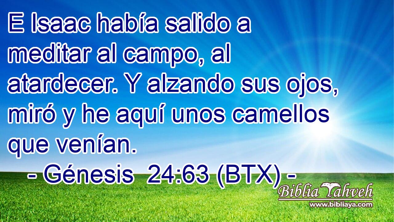 E Isaac había salido a meditar al campo, al atardecer. Y alzando sus ojos, miró y he aquí unos camellos que venían.