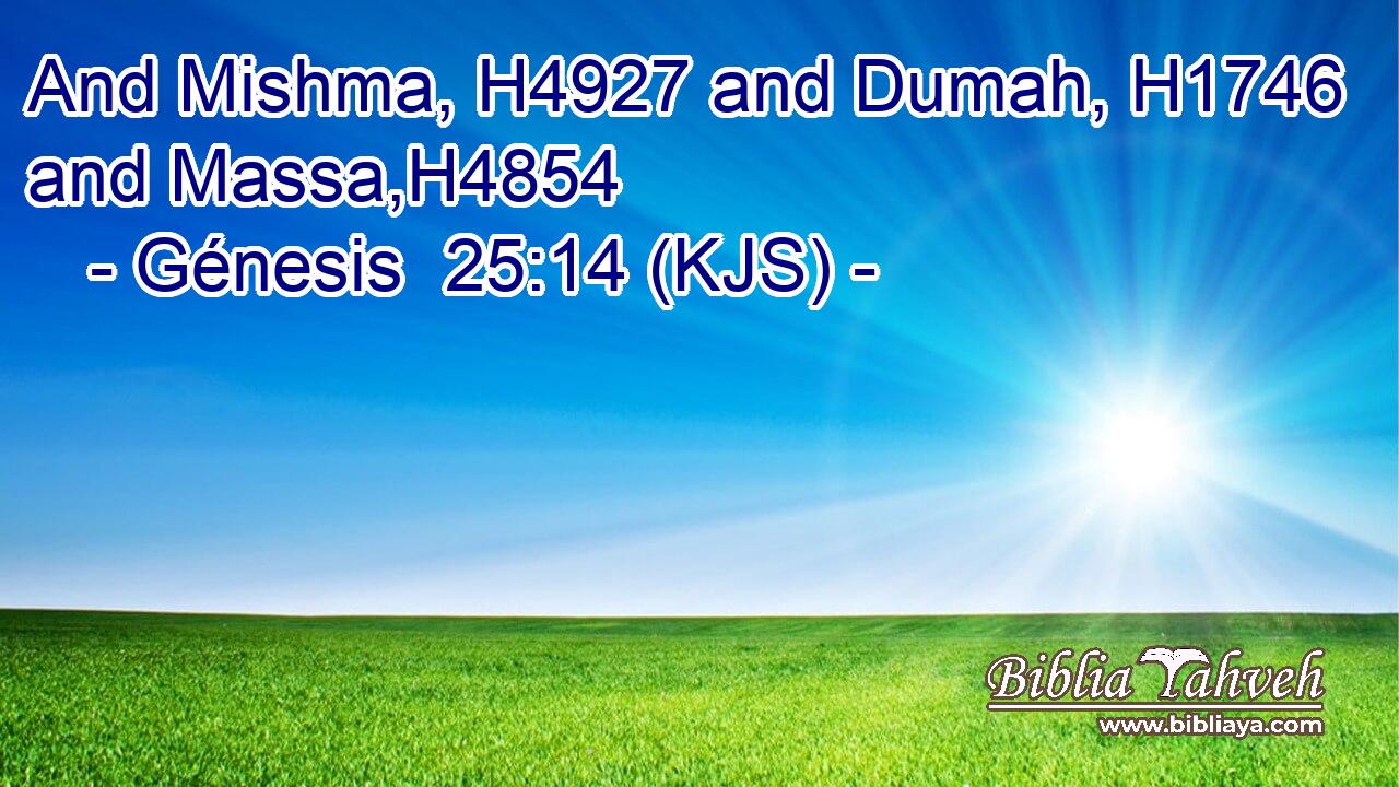 And Mishma, H4927 and Dumah, H1746 and Massa,H4854
