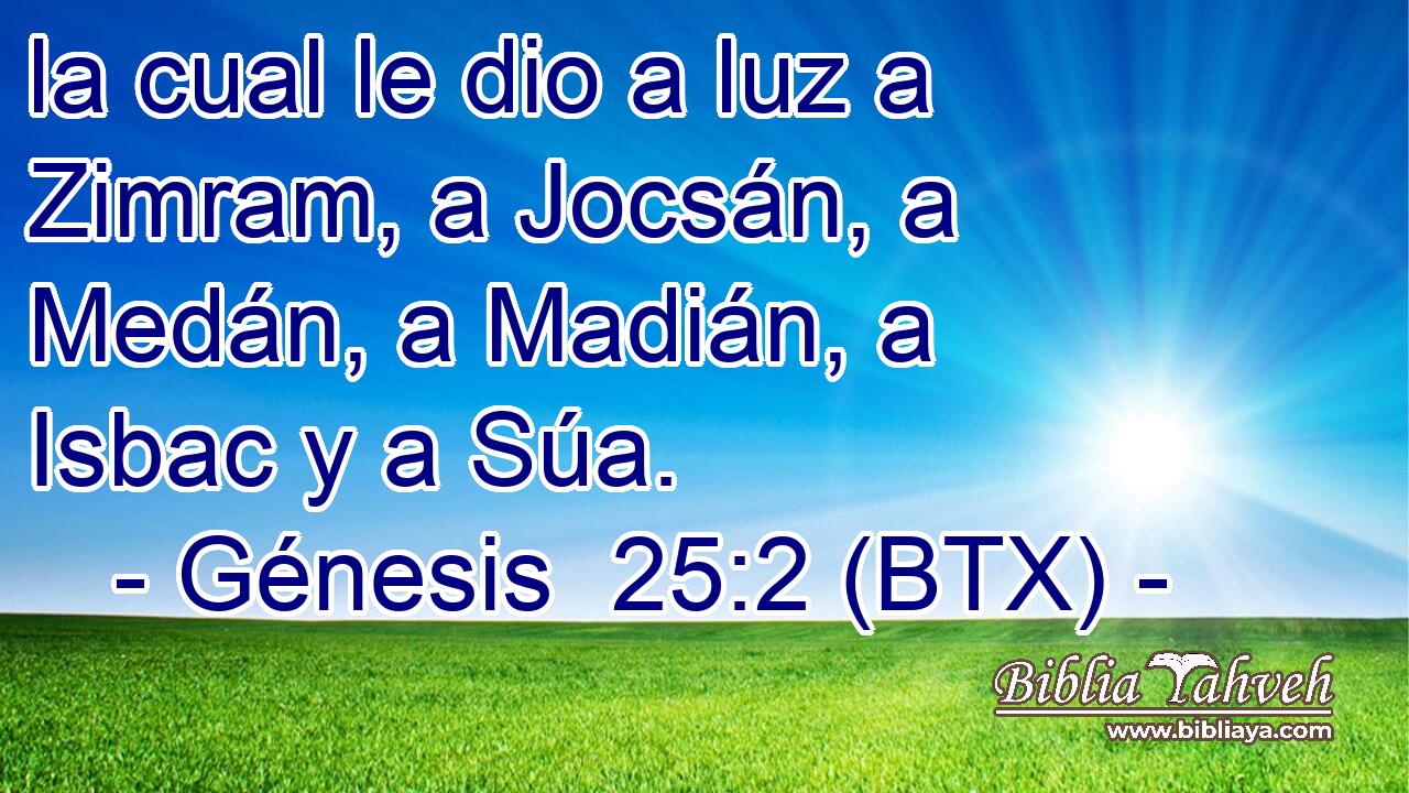 la cual le dio a luz a Zimram, a Jocsán, a Medán, a Madián, a Isbac y a Súa.