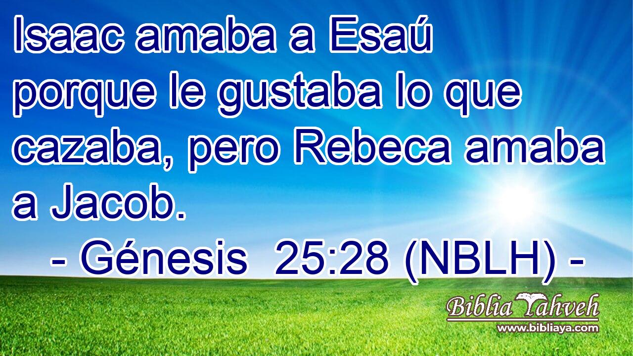  Isaac amaba a Esaú porque le gustaba lo que cazaba, pero Rebeca amaba a Jacob. 