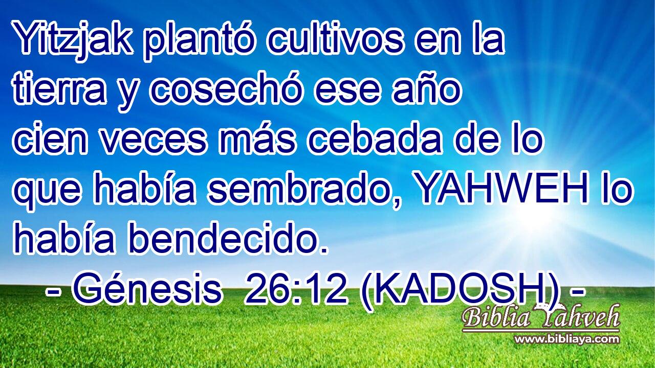  Yitzjak plantó cultivos en la tierra y cosechó ese año cien veces más cebada de lo que había sembrado, YAHWEH lo había bendecido. 