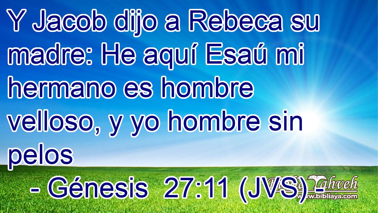 Y Jacob dijo a Rebeca su madre: He aquí Esaú mi hermano es hombre velloso, y yo hombre sin pelos