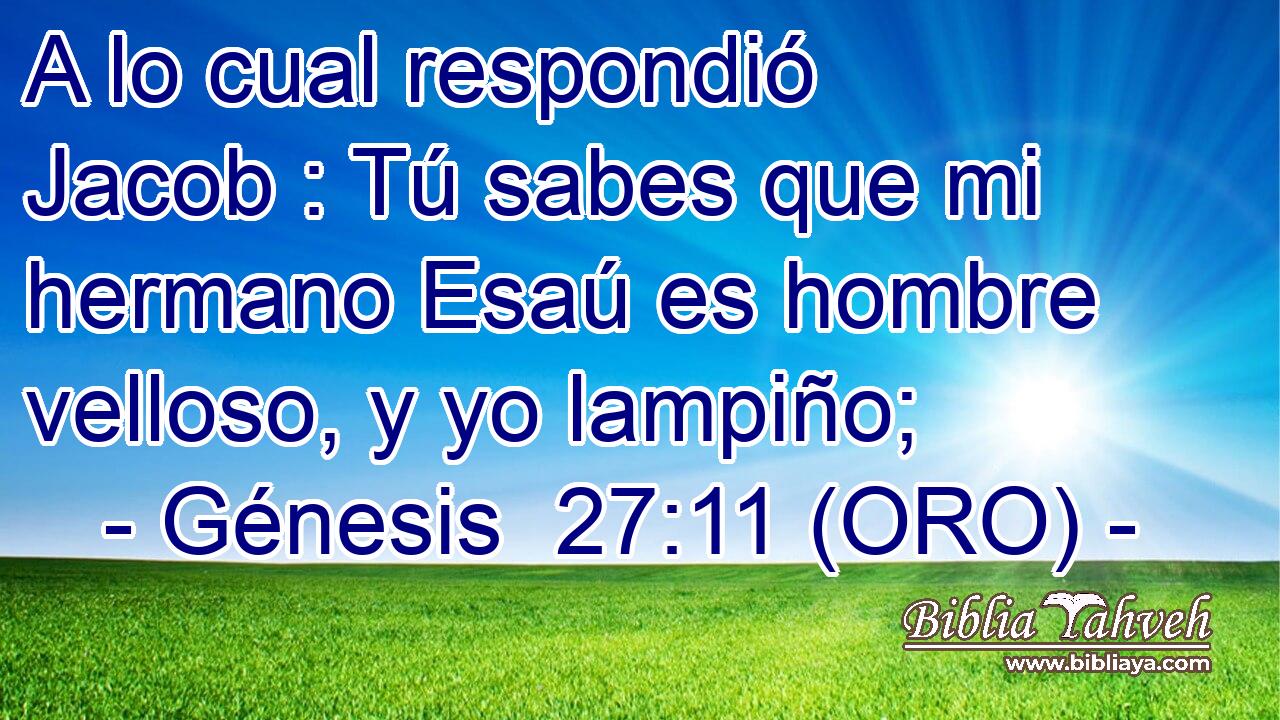  A lo cual respondió Jacob : Tú sabes que mi hermano Esaú es hombre velloso, y yo lampiño; 