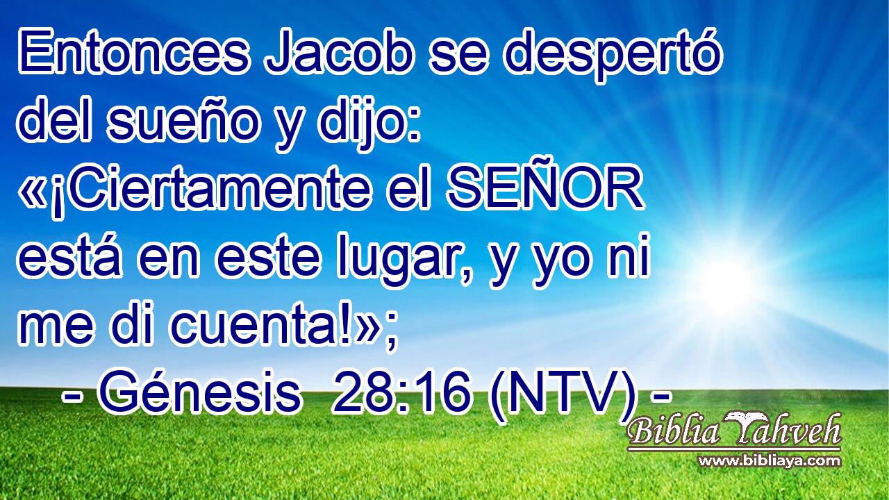 Entonces Jacob se despertó del sueño y dijo: «¡Ciertamente el SEÑOR está en este lugar, y yo ni me di cuenta!»;