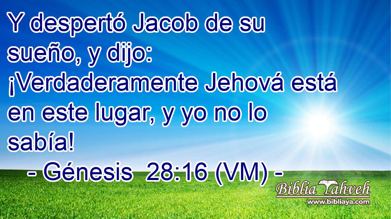  Y despertó Jacob de su sueño, y dijo: ¡Verdaderamente Jehová está en este lugar, y yo no lo sabía! 