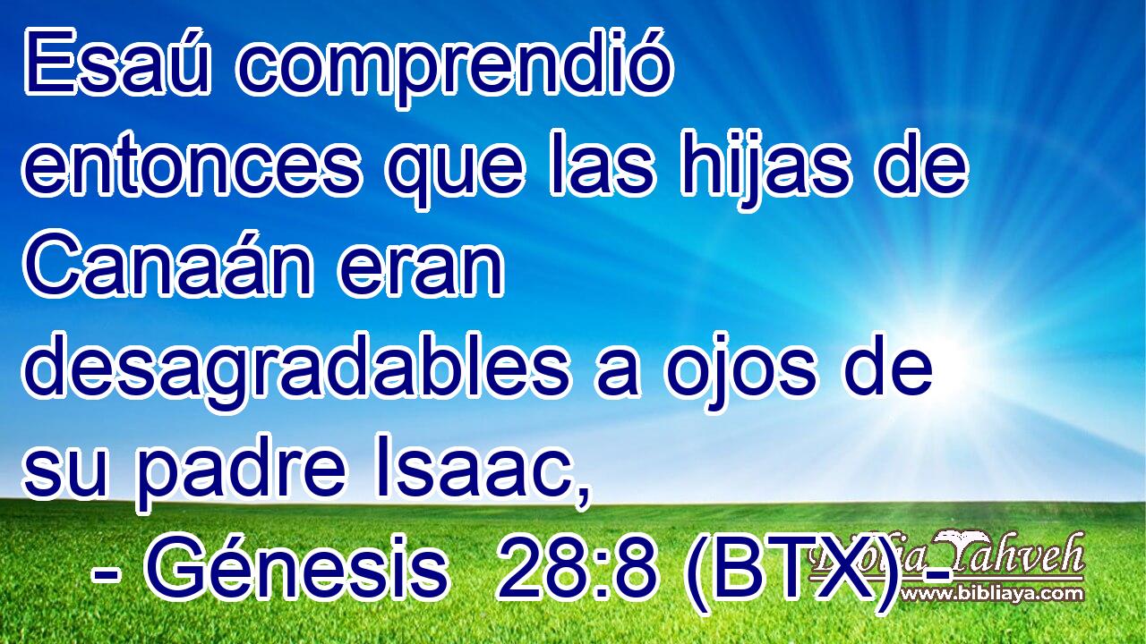 Esaú comprendió entonces que las hijas de Canaán eran desagradables a ojos de su padre Isaac,