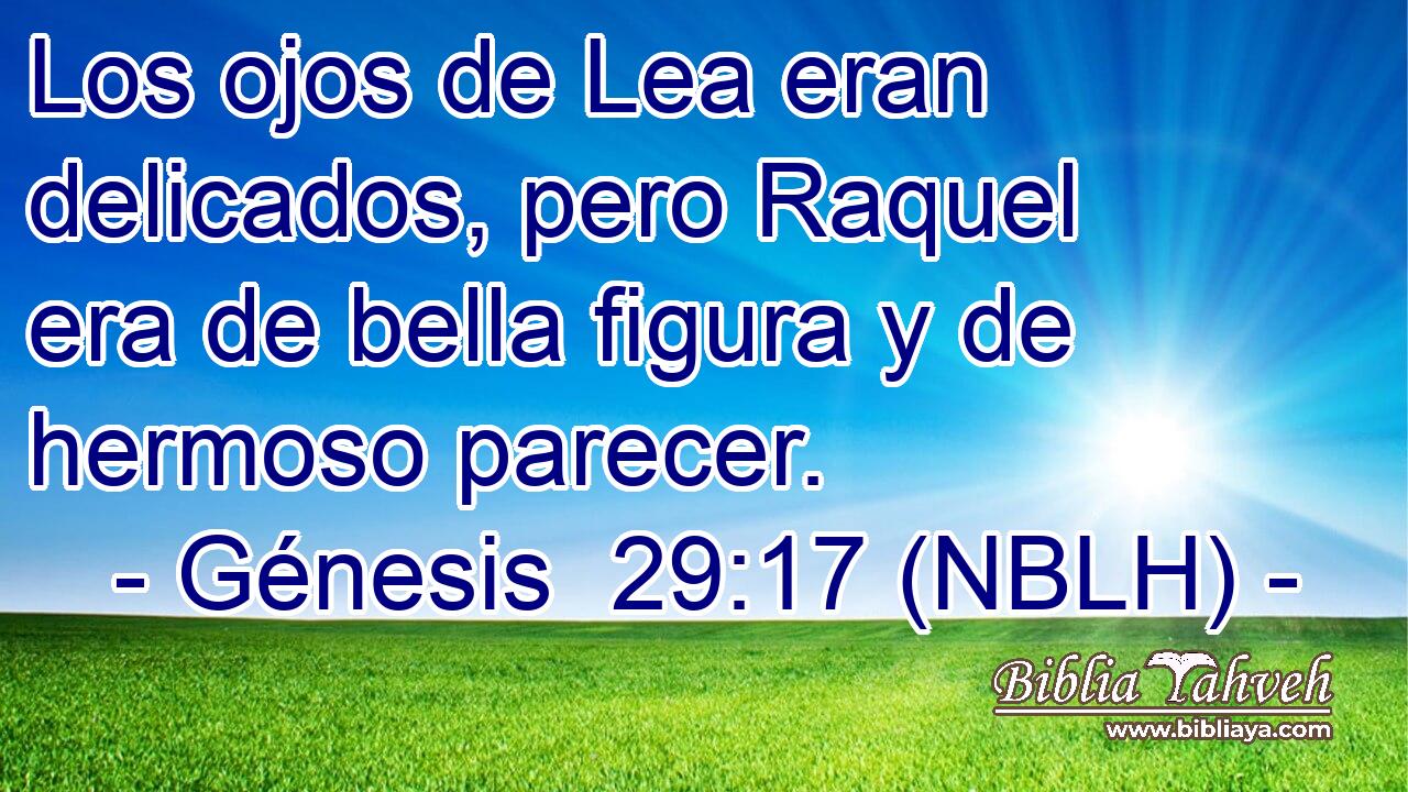  Los ojos de Lea eran delicados, pero Raquel era de bella figura y de hermoso parecer. 