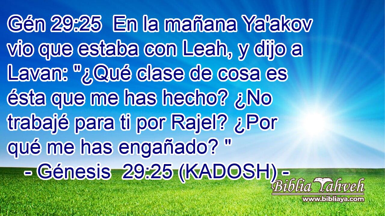  En la mañana Ya'akov vio que estaba con Leah, y dijo a Lavan: 