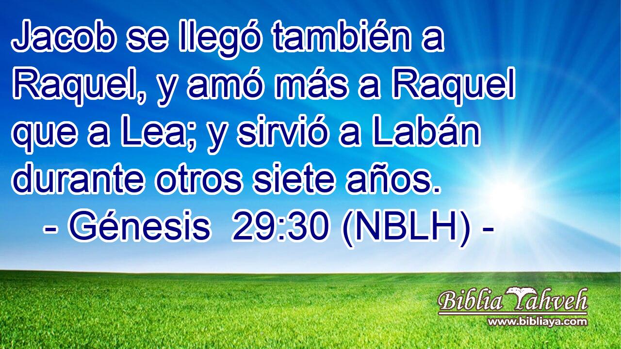  Jacob se llegó también a Raquel, y amó más a Raquel que a Lea; y sirvió a Labán durante otros siete años. 