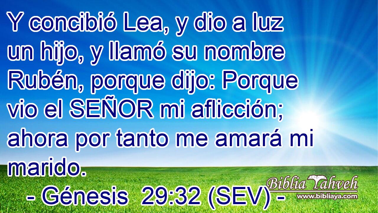 Y concibió Lea, y dio a luz un hijo, y llamó su nombre Rubén, porque dijo: Porque vio el SEÑOR mi aflicción; ahora por tanto me amará mi marido.